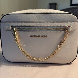 Michael Kors Cream Crossbody Bag with Gold Chain
